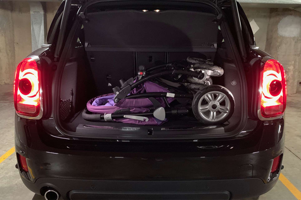 Despite being smaller in size compared to other variants, the Countryman Hybrid can still fit a pram in the boot.