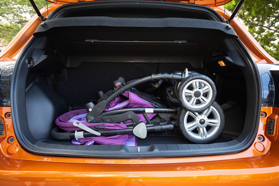 At 393L it fits the bulky 'CarsGuide' pram with extra space for groceries or school bags on top. (image: Dean McCartney)