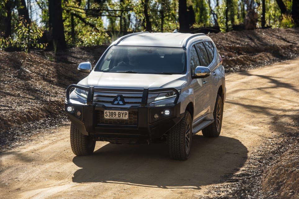 The Pajero Sport is lighter and narrower than the rest of this pack (pictured: Mitsubishi Pajero Sport Exceed).