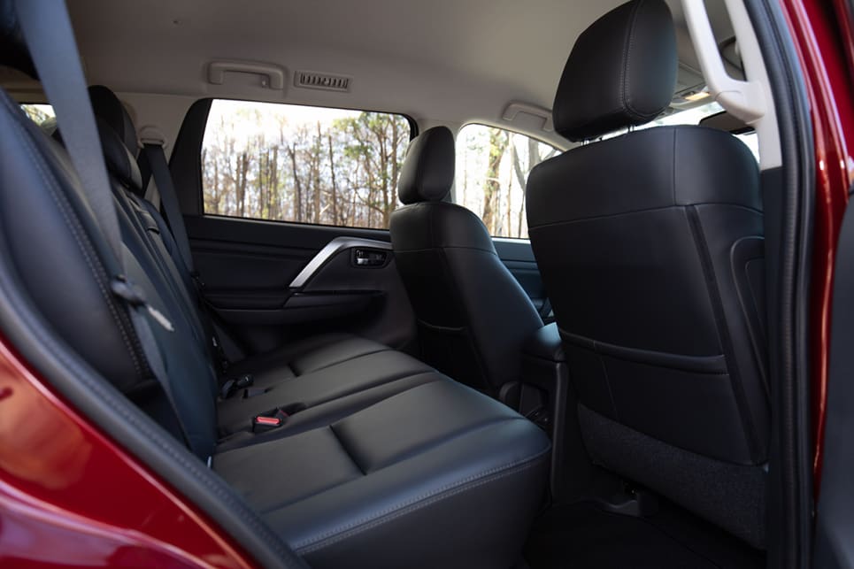 In the GLS, second-row passengers have access to three top tether points, two ISOFIX points and a fold-down arm-rest with cup holders. (image: Marcus Craft)