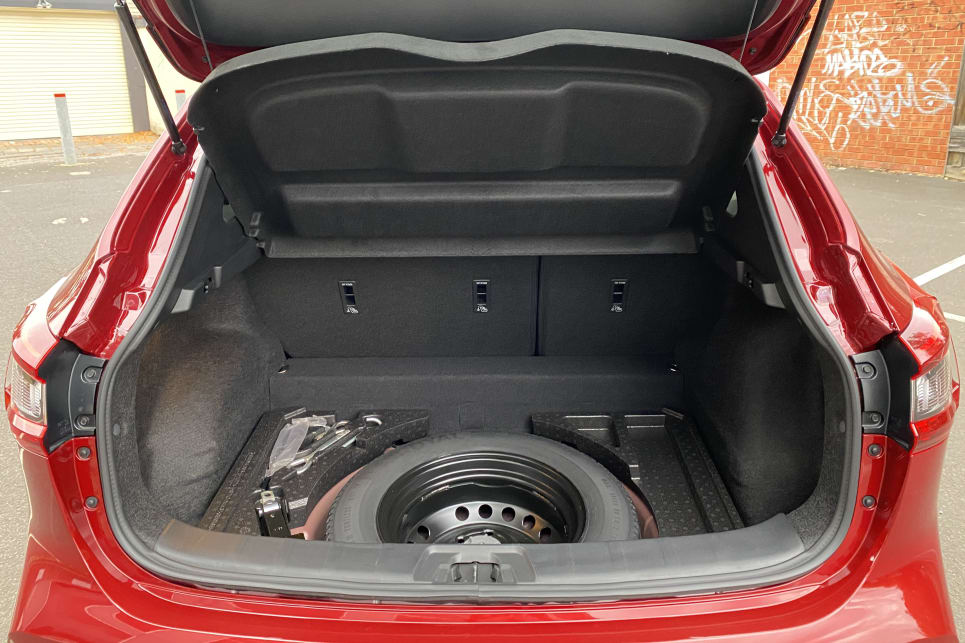 The space-saver spare wheel is located under the boot.