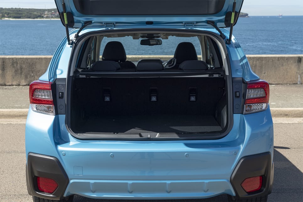 Boot space is rated at 345 litres in the XV Hybrid.