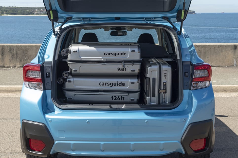 Boot space is rated at 345 litres in the XV Hybrid.