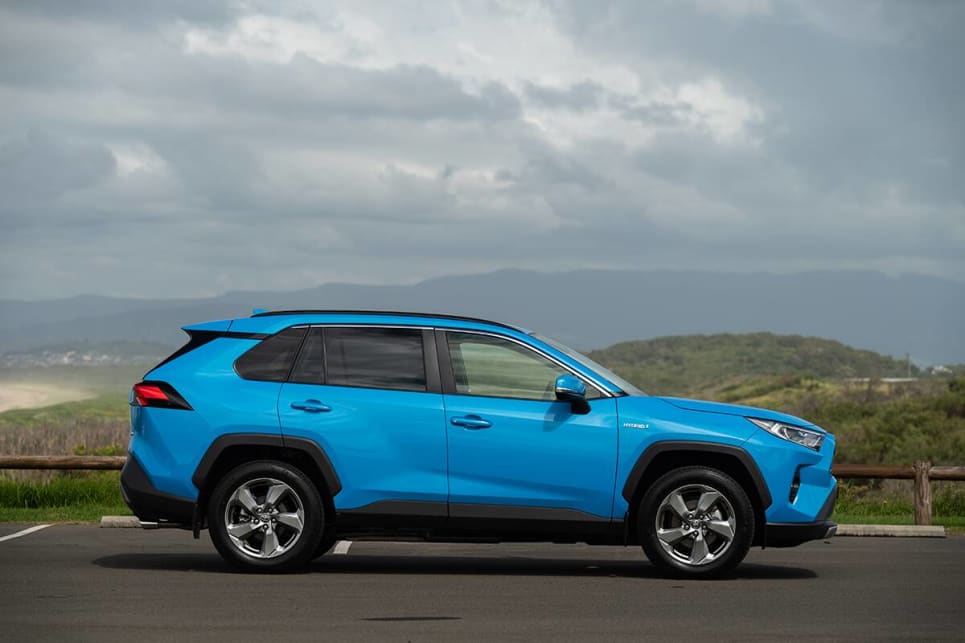 The RAV4 is lower and wider.