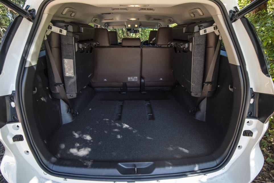 With five seats up the Fortuner has 716L (VDA) of boot space (pictured: Toyota Fortuner Crusade).