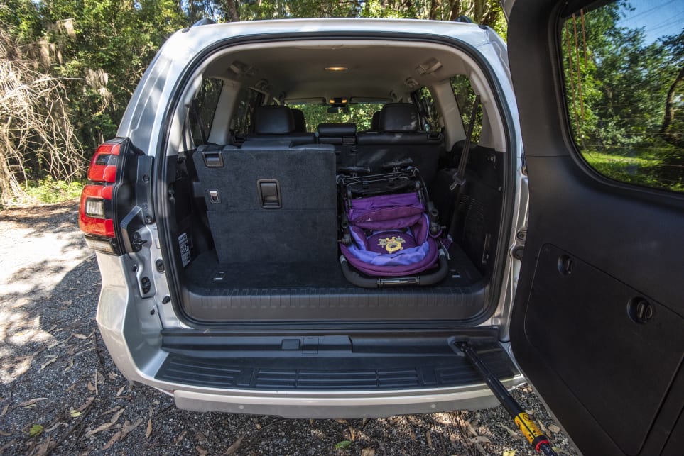 Carsguide pram in the Prado with six seats up (pictured: Toyota Prado GXL).