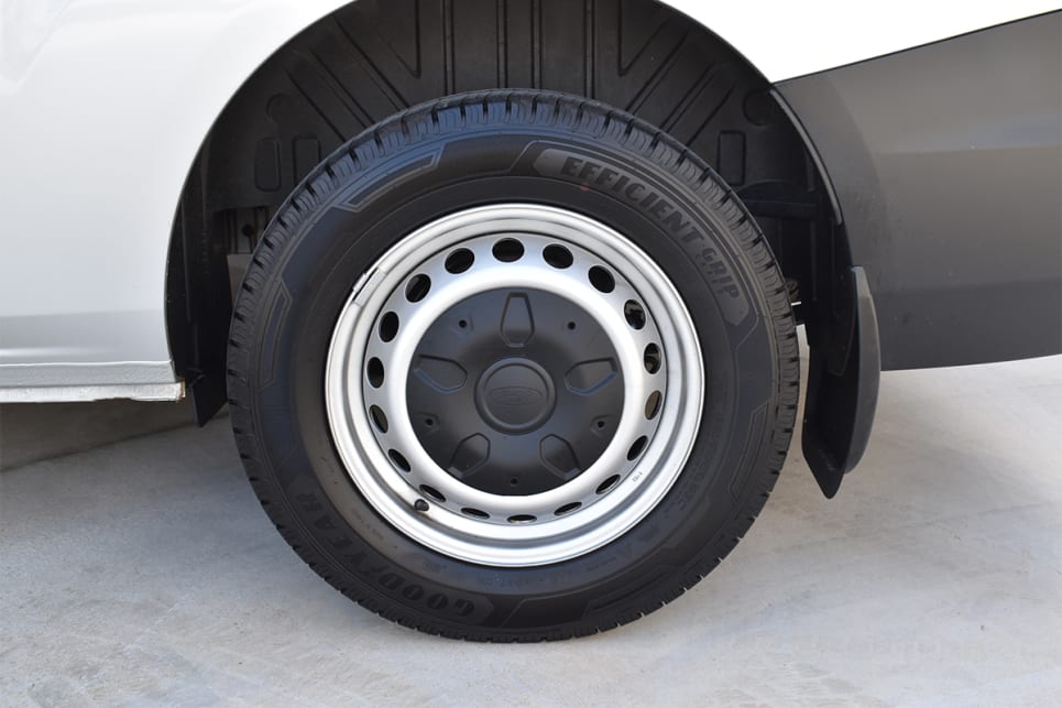 16-inch steel wheels come standard with the Transit.