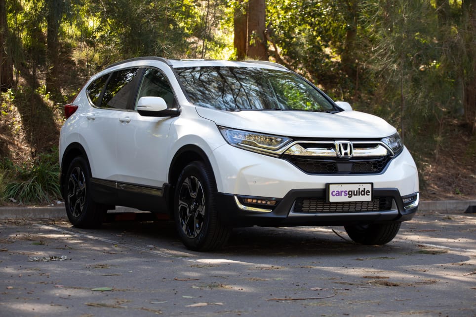 The CR-V is a large looking car with a fair amount of bulk to it. 