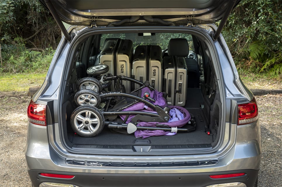 The Mercedes has significantly less capacity on paper (560L with the third row stowed). (image: Tom White)
