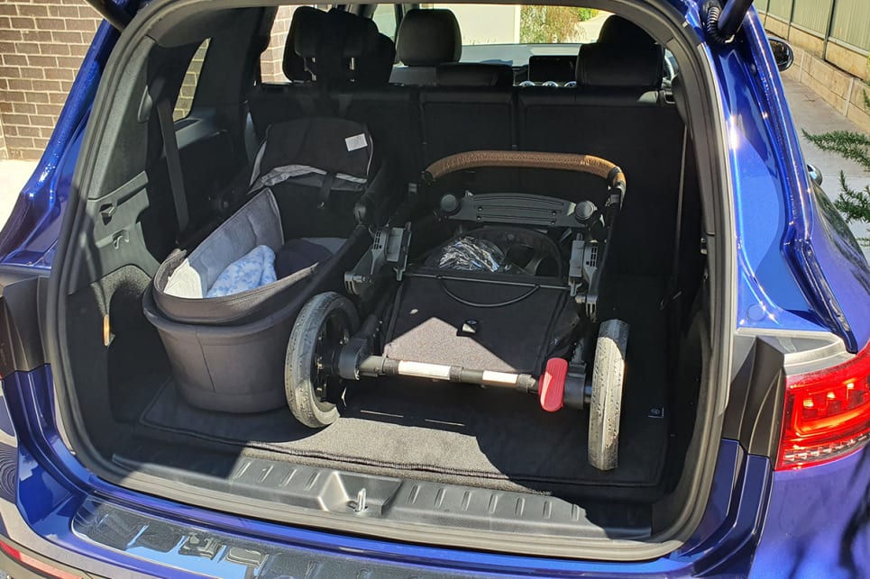 The GLB will easily accommodate a full-sized pram and bassinet.