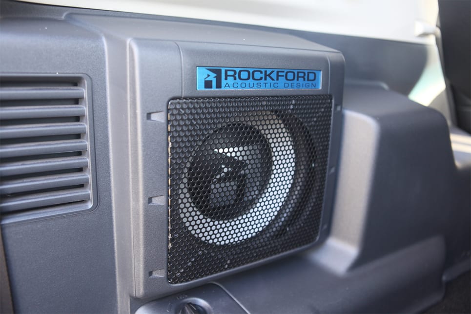 The GLS gets a Rockford Acoustic Design premium sound system with 12 surround-sound speakers and an integrated 10-inch subwoofer.