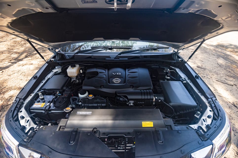 The Patrol's 5.6-litre petrol V8 makes 298kw/560Nm.