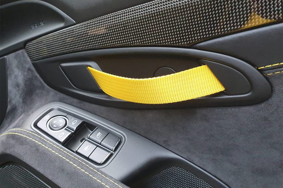 The Cayman gets GT-traditional fabric door pulls. (image credit: Malcolm Flynn)