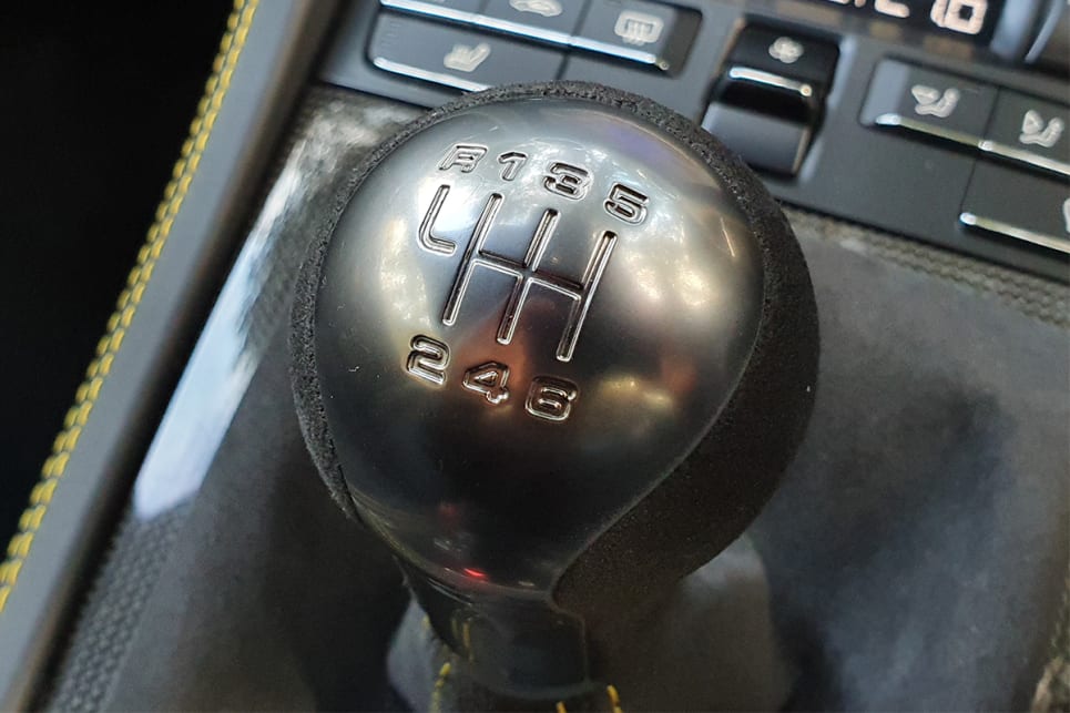 This gear shifter is finished in aluminium and Alcantara. (image credit: Malcolm Flynn)