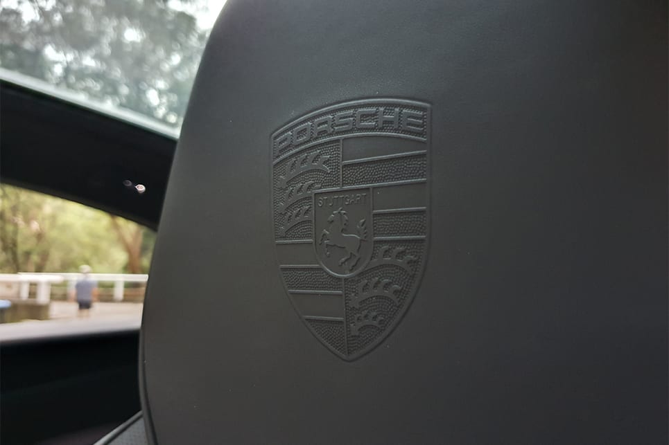 The Porsche crest embossed on the headrests is a $950 optional extra. (image credit: Malcolm Flynn)