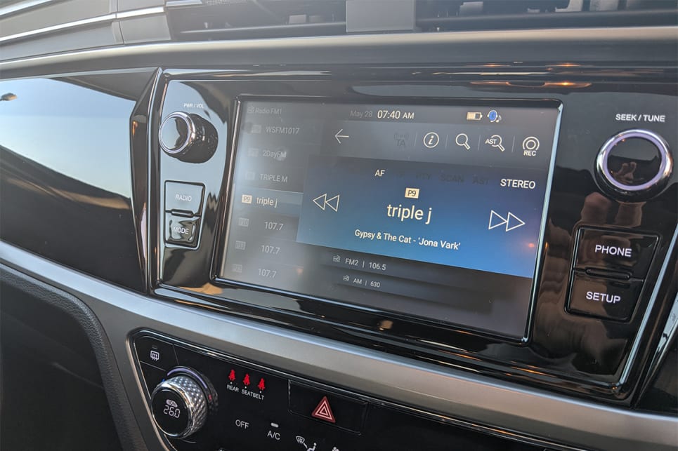 The 8.0-inch touchscreen features Apple CarPlay and Android Auto.