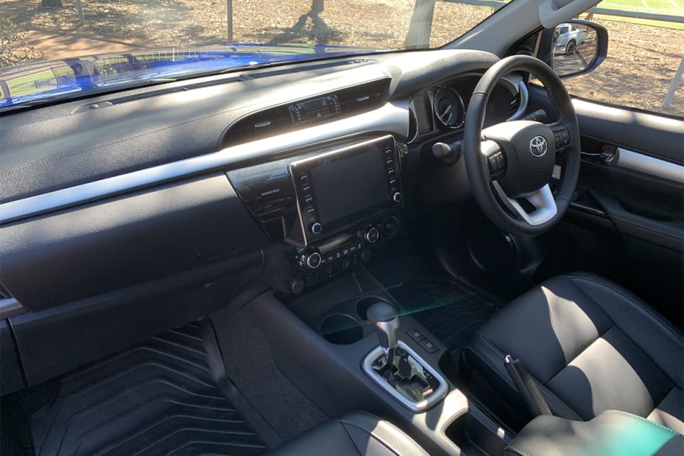 Clearly the HiLux is aiming for a slightly more luxo vibe inside, with nice bits like leather accented trim.