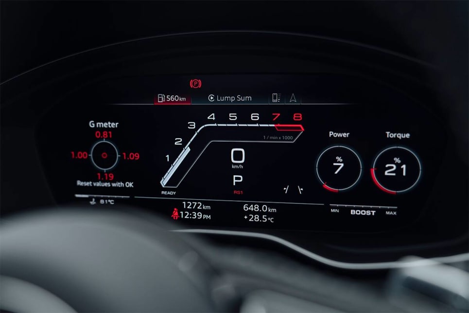 Behind the steering wheel is Audi's Virtual Cockpit.