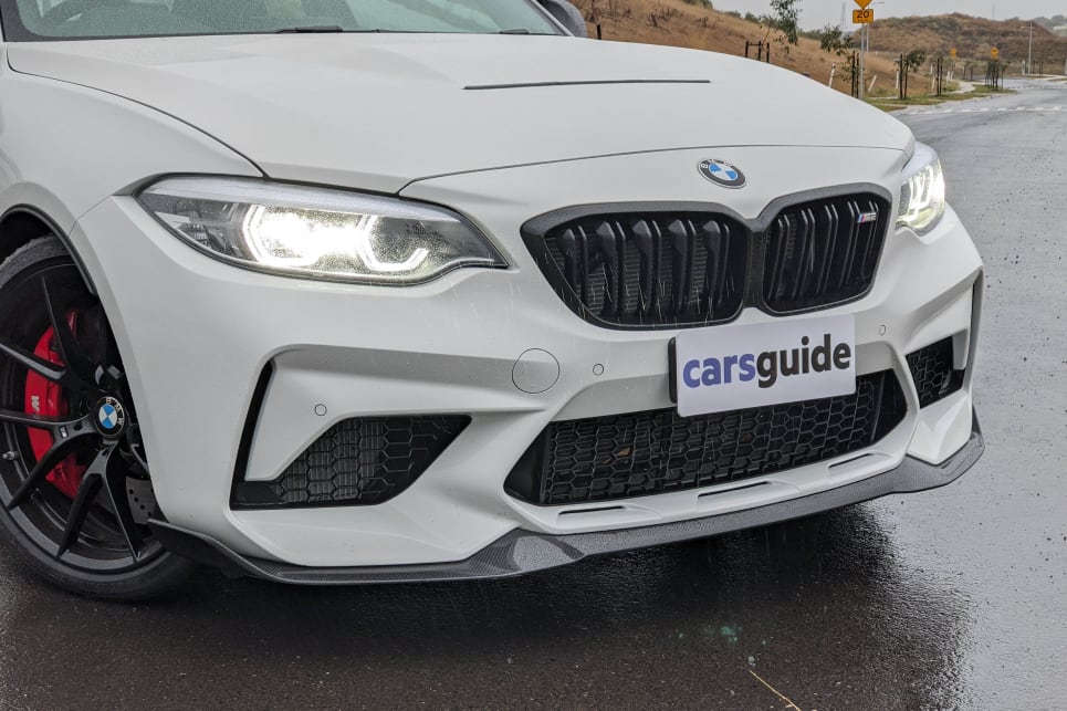 The front splitter, side mirrors, skirts, bootlid spoiler and rear diffuser are also finished in carbon, and add to the car’s aggressive demeanour.