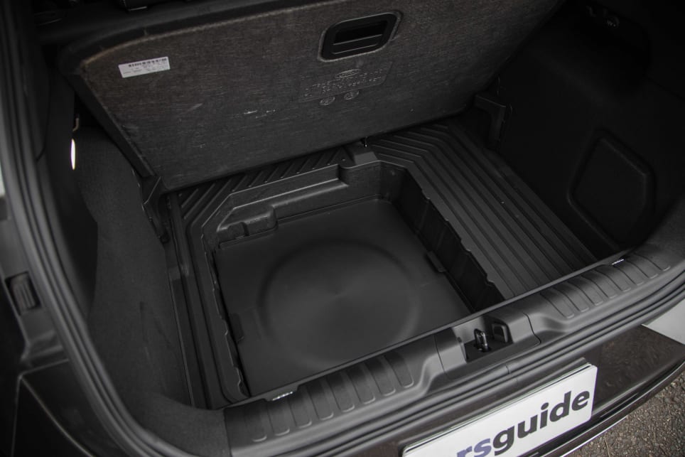 Under the boot floor is a space saver spare wheel (picture: 2021 Puma ST-Line V).