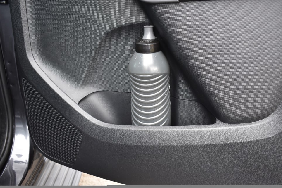 Rear passengers also get a large-bottle holder and a smaller storage bin in each door.