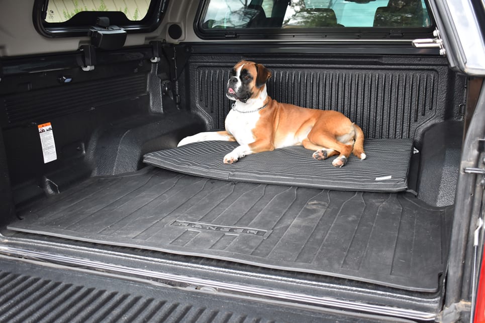 The mat was also for our Boxer dog, now that she’s regularly travelling in the space and comfort of her own canopy out the back. (image: Mark Oastler)