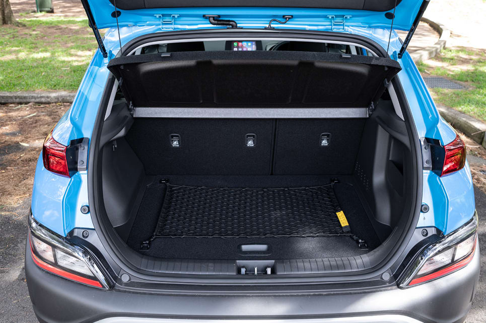 The Kona’s boot floor must be taken down to its lowest position to make the most of the space, at which point its floor is slightly uneven. (image credits: Rob Cameriere)