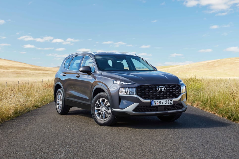 The entry grade Santa Fe is now simply called the Santa Fe (pictured: Santa Fe).