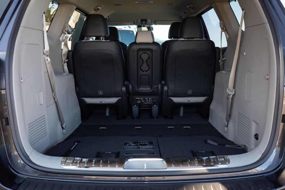 The third row tucks flat for more boot space.