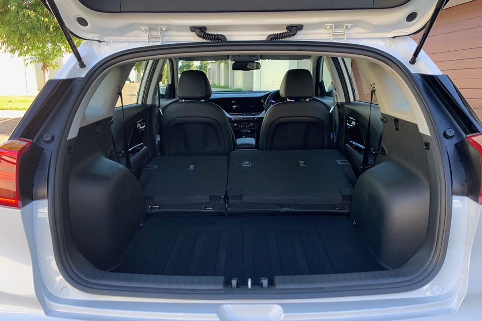 With the rear seats folded flat, cargo capacity grows to 1408 litres in the Hybrid. (image credit: Matt Campbell / HEV Sport variant pictured)