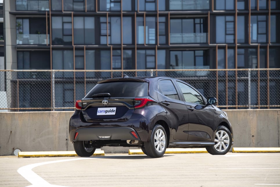 The Yaris has wide bumpers and curvy motifs running down its profile (image credit: Rob Cameriere).