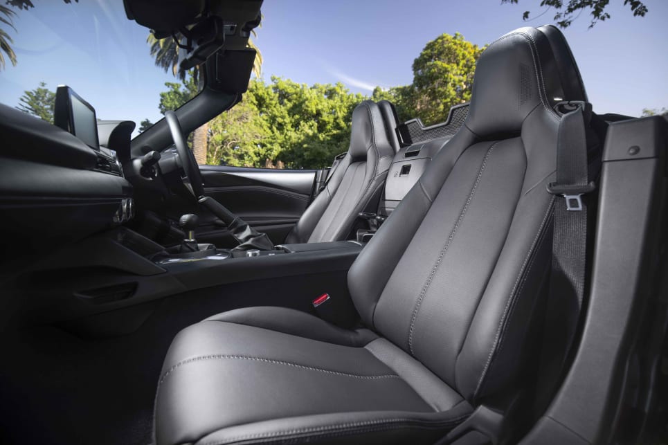 The GT RS features black leather upholstery on its seats.