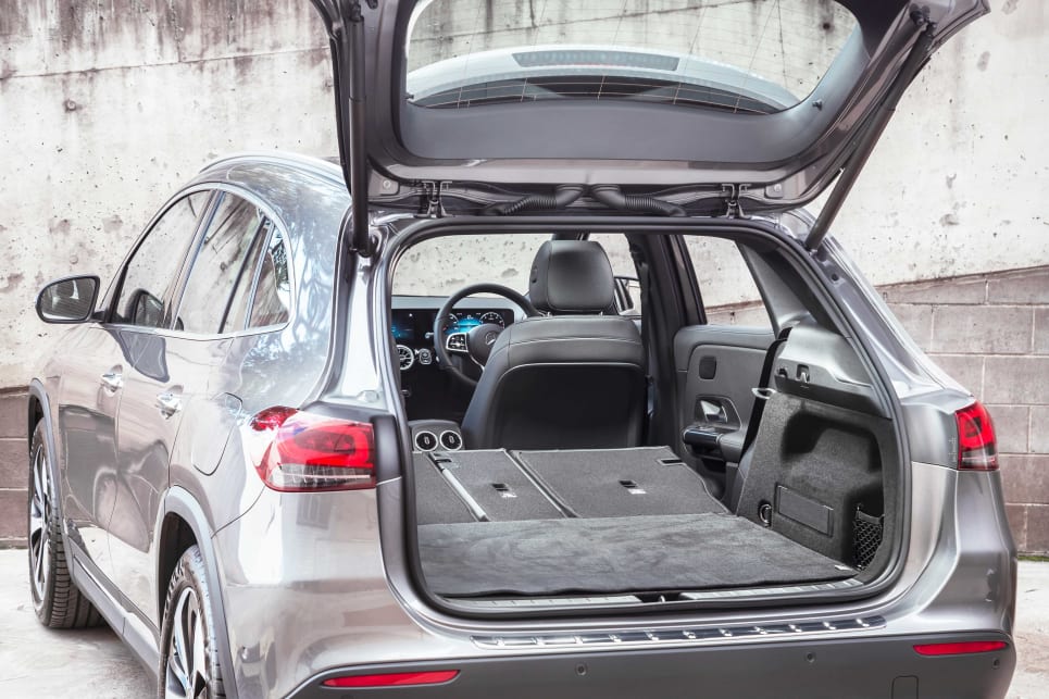 The boot can be expanded by folding down the back seat (pictured: 2021 GLA 250).