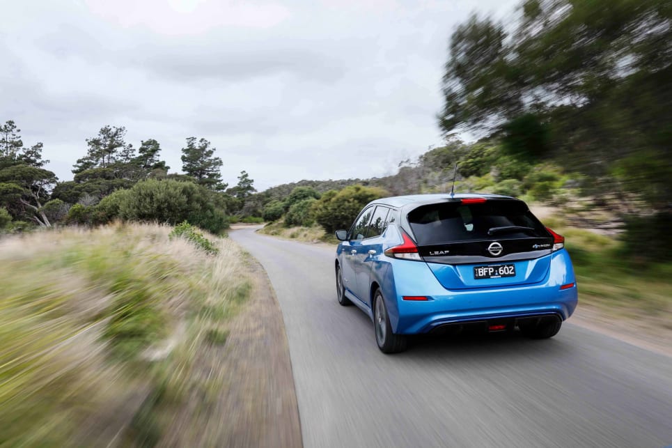 The Leaf e+ can be quite entertaining on a good twisty road, exhibiting strong body control.