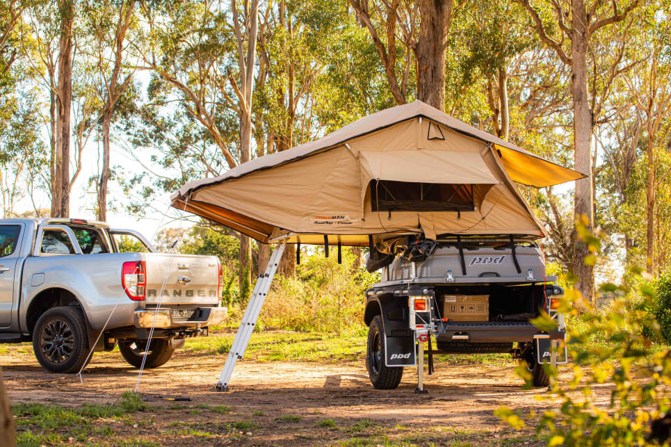 As well as the tent, there’s a full-length awning with walls for each end and a drop-down extra room.