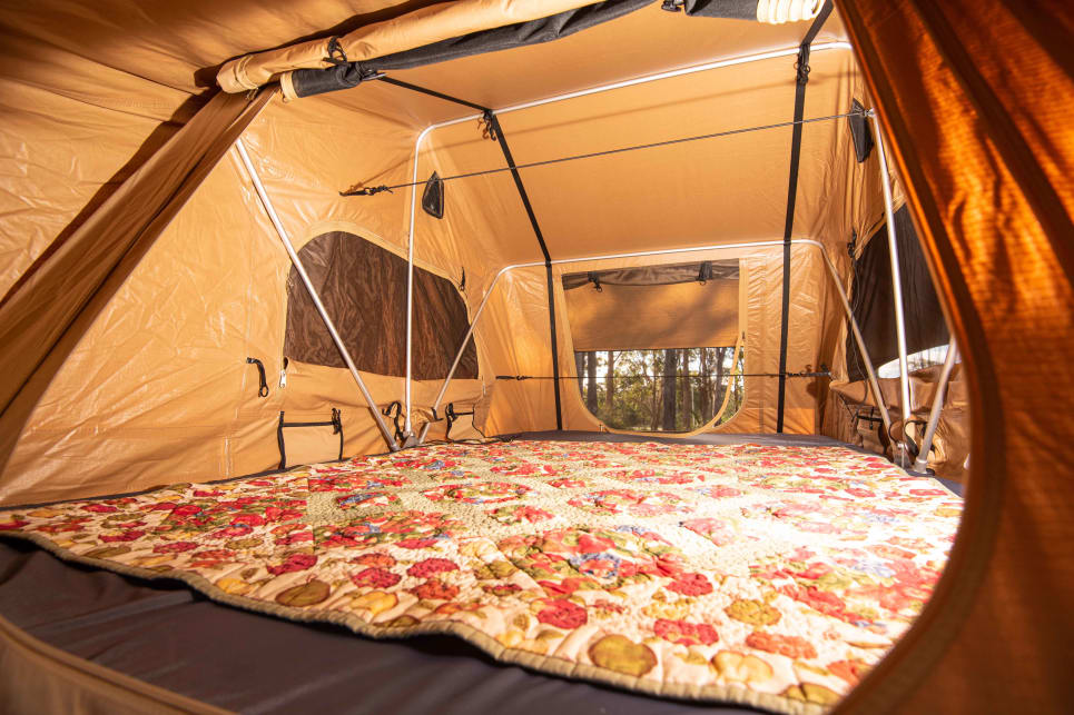 The roof-top camper offers a simple, but comfortable camping experience for two. 