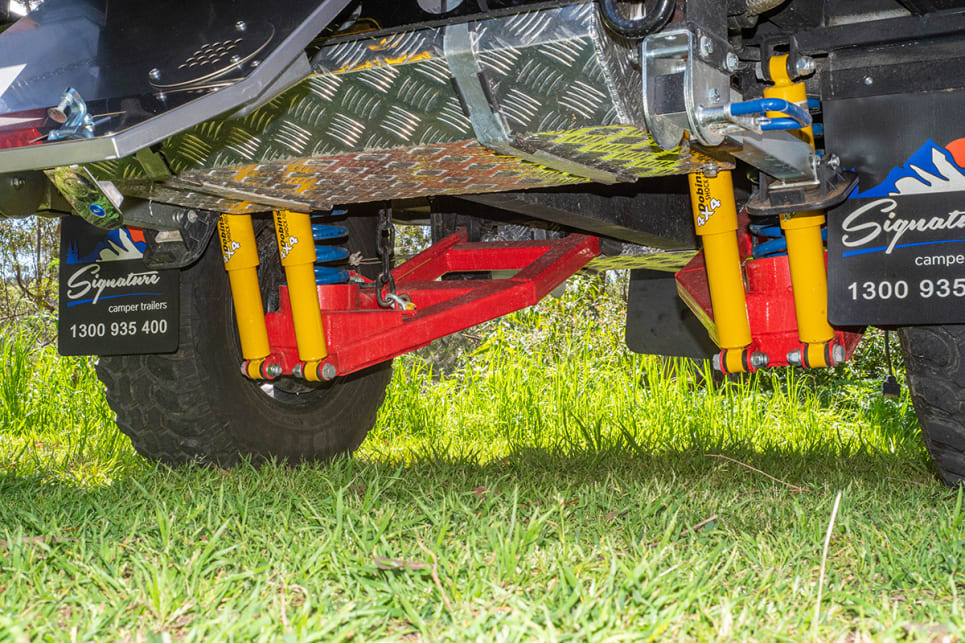 There’s a really heavy-duty off-road suspension system, developed in Australia, underneath the trailer.
