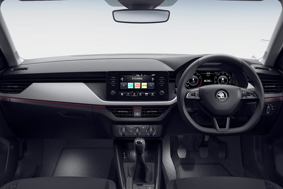 Inside, there's a 8.0-inch touchscreen media system with Apple CarPlay and Android Auto. (110TSI variant pictured) 