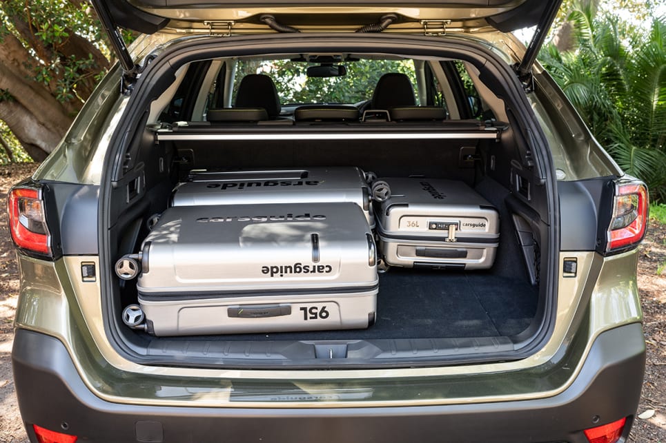 Our three piece suitcase set easily fit in the back of the Outback.