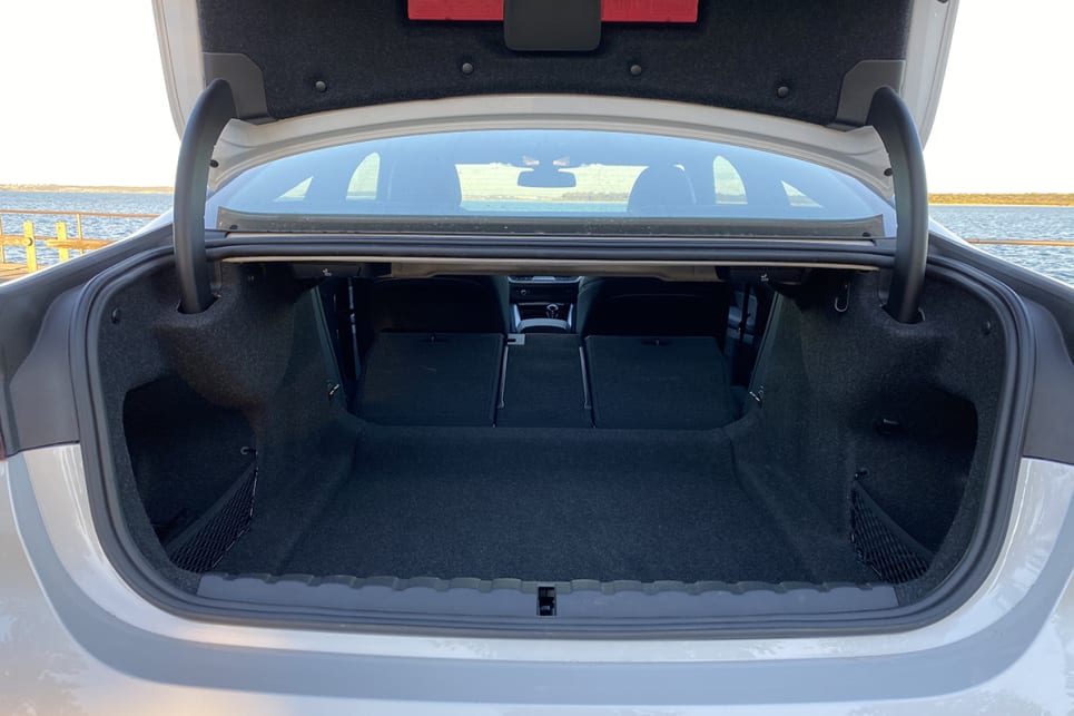 The rear seats split and fold to increase cargo capacity.