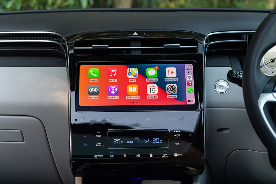 The 10.25-inch media screen features Apple CarPlay and Android Auto. (image credit: Rob Cameriere)