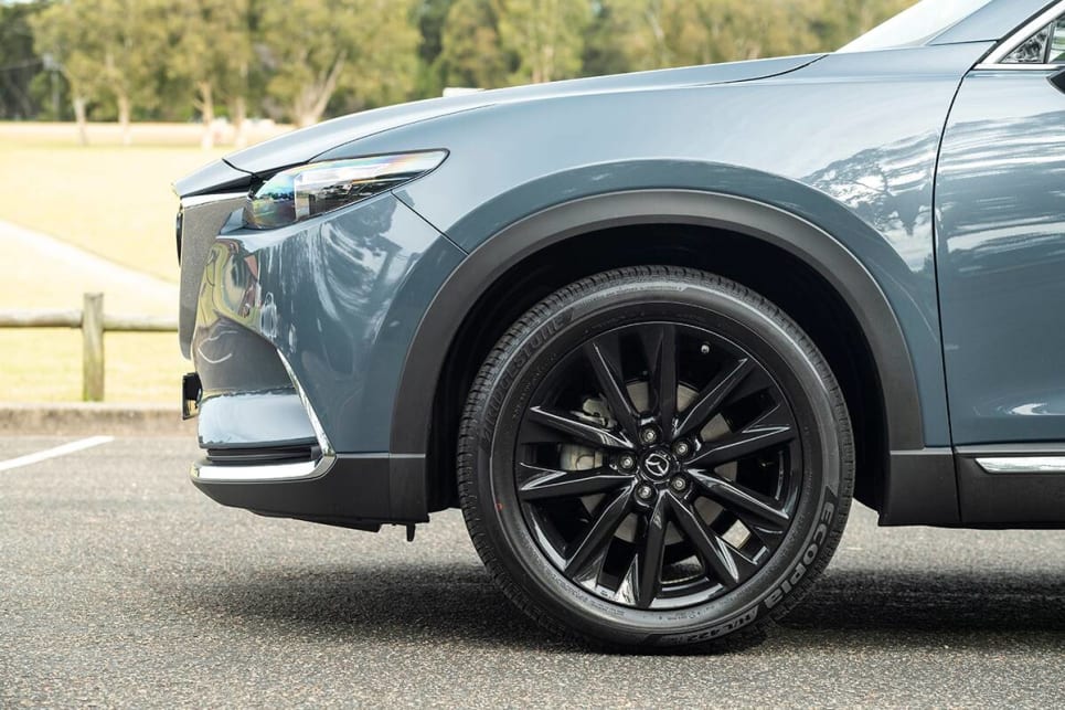 The Mazda has 20-inch alloy wheels.