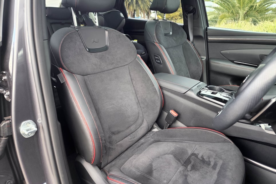 The seats are a bit racier thanks to a suede and leather finish (Image: Tung Nguyen).