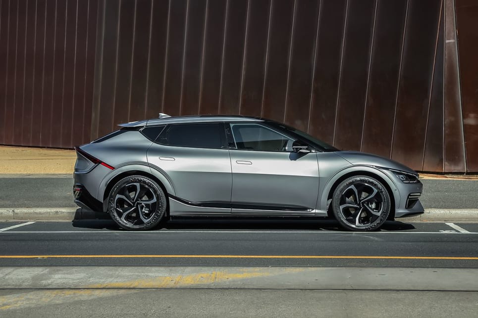 Step up to the EV6 GT-Line and you’ll get the GT-Line body kit with an external V2L power point. (GT-Line AWD variant pictured)
