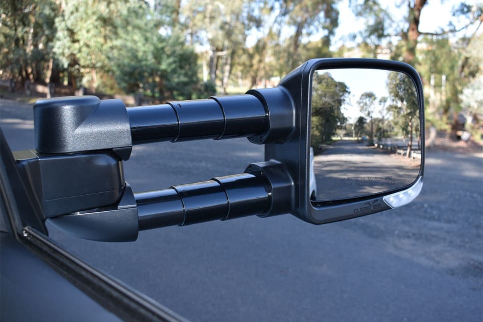 The towing mirror is extended to it maximum range here from driver view point.