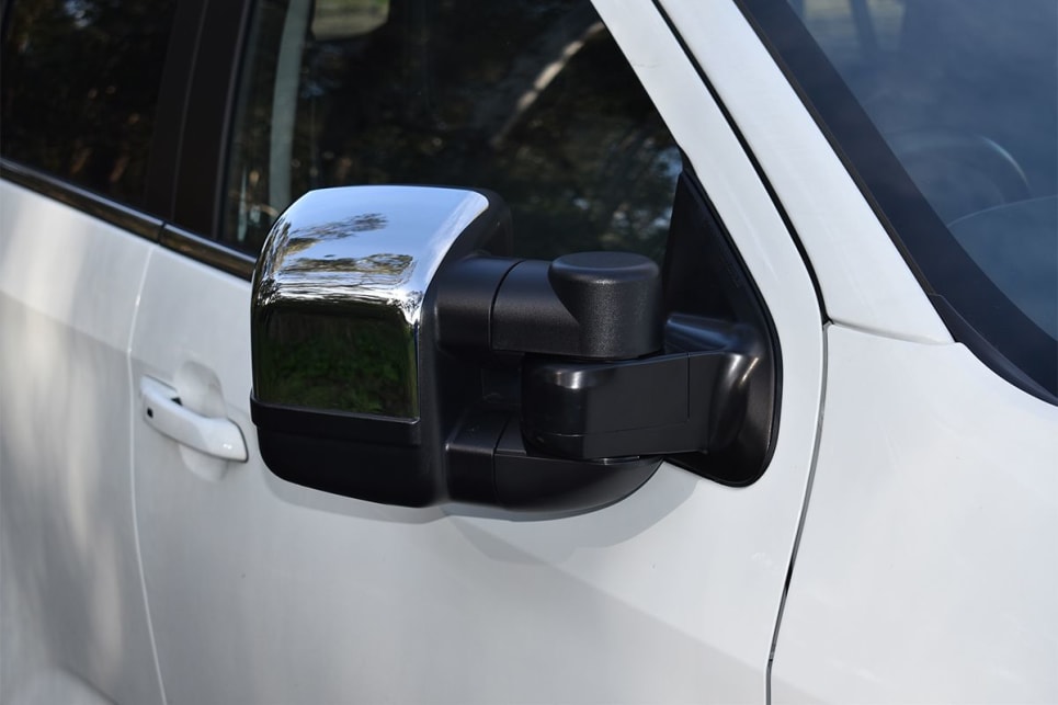 Towing mirror showing the fold down function.