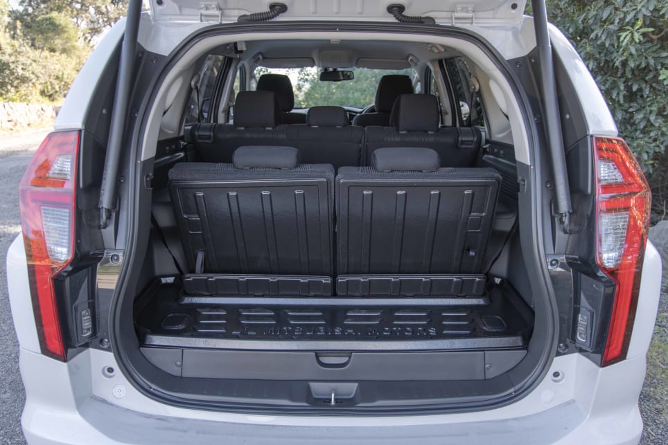 The rear cargo area’s volume is listed as 131 litres when all three rows are up (Image: Glen Sullivan).