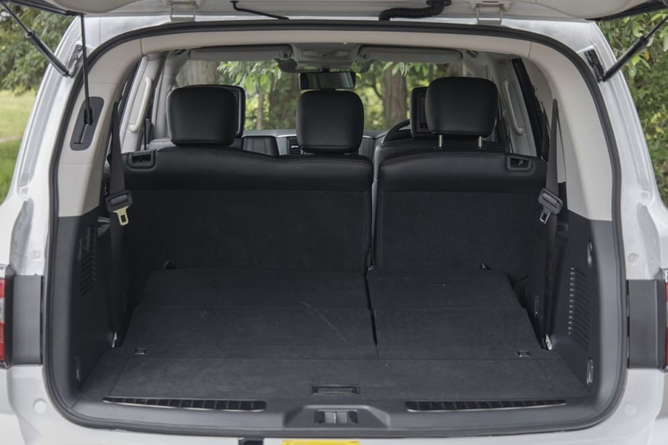 Boot space in the Patrol with five seats up is 1413 litres. (Image: Brett & Glen Sullivan)