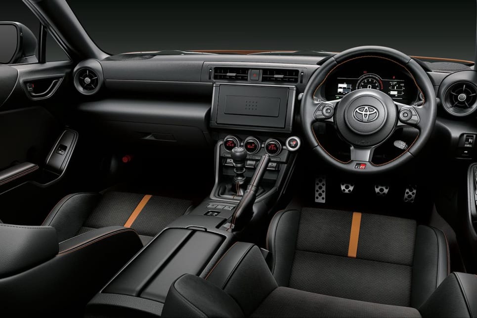 All cars will feature a two-tone black and orange interior treatment.