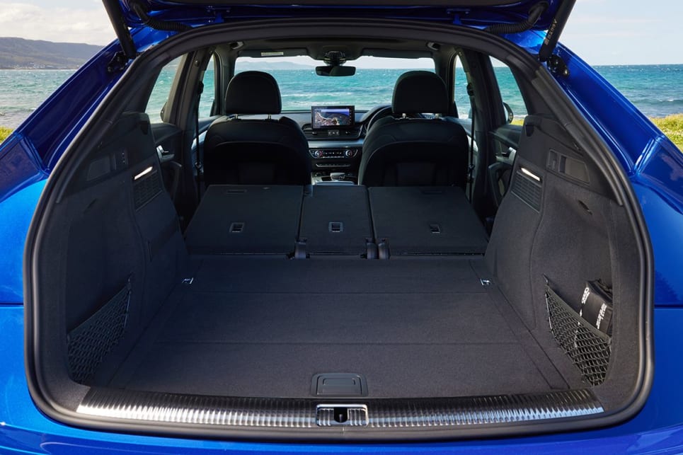 With the rear seats folded flat, cargo capacity grows to 1470 litres. (45 TFSI Sportback variant pictured)